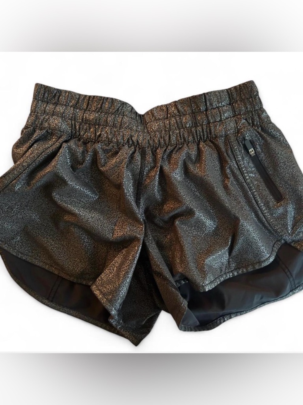 lululemon athletica Black Sparkle High Waist Track That shorts lined